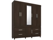 Guarda Roupa Casal 6 Portas com Pés e Espelho Guarujá Ébano Touch 64720 Demóbile