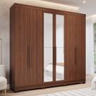 Guarda-roupa Casal 6 Portas com Pés e Espelhos 234cm 100% Mdf Boston Espresso Móveis