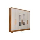 Guarda Roupa Casal 6 Portas e 2 Gavetas c/ Espelho e Pés Milly/Veneza Freijo Cumaru c/ Fendi - Novo Horizonte