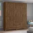 Guarda Roupa Casal 6 portas e 2 gavetas Castanho Wood Panamá - Moval