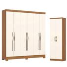 Guarda Roupa Casal 6 Portas E 2 Gavetas Leonard Com Armário Multiuso Margarida Cinamomo Off White - Henn Briz