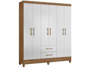 Guarda Roupa Casal 6 portas e 2 gavetas Panamá - Naturale / Branco