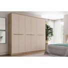 Guarda Roupa Casal 6 Portas e 3 Gavetas Belmont 1154 Noce/Off White - Carraro
