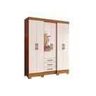 Guarda Roupa Casal 6 Portas e 3 Gavetas c/ Espelho Briz B23 Nature/Off White - Henn