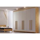 Guarda Roupa Casal 6 Portas e 4 Gavetas c/ Pés Bahia Naturale/Off White - Rufato