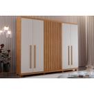 Guarda Roupa Casal 6 Portas e 4 Gavetas c/ Pés Denver Naturale/Off White - Rufato