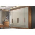 Guarda Roupa Casal 6 Portas e 4 Gavetas Rizon/Linea Freijo Cumaru c/ Fendi - Novo Horizonte