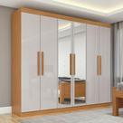 Guarda-roupa Casal 6 Portas Easy Slim Com Espelho Amendoa/off White