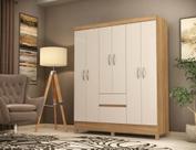 Guarda-Roupa Casal 6 Portas Flash com Gavetas Amêndola Touch/Off White 181cm MDP