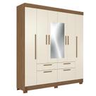 Guarda Roupa Casal 6 portas Guarapuava com espelho Jatobá Areia - Santos Andirá