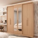 Guarda Roupa Casal 6 Portas Lugano com Espelho