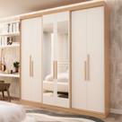 Guarda Roupa Casal 6 Portas Lugano MDF com Espelho