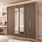 Guarda Roupa Casal 6 Portas Lugano MDF com Espelho