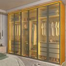 Guarda-roupa Casal 6 Portas Reflecta com Led e Pés 100% Mdf Lumina