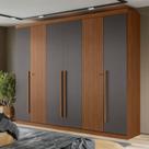 Guarda Roupa Casal 6 Portas Ripado Buriti Santos Andira Jatoba Jatobá/Grafite