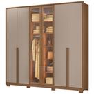 Guarda Roupa Casal 6 Portas Vidro Reflecta Com Led 240 cm Atacama Moval