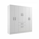 Guarda Roupa Casal 7 Portas 1 Gavetas Maleiro Roupeiro Compacto com Cabideiro e Prateleiras Moderno Funcional Organizado