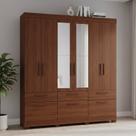 Guarda-roupa Casal 7 Portas 5 Gavetas com Espelhos e Pés 192cm 100% Mdf Coimbra Espresso Móveis