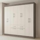 Guarda Roupa Casal 8 Portas 2 Gavetas 2 Basculantes Rubi Yescasa Off White/Castanho