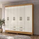 Guarda Roupa Casal 8 Portas 4 Gavetas Freijo / Off White Florida Moval