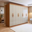 Guarda Roupa Casal 8 Portas 6 Gavetas 100% MDF Serenata Marrom/Amêndoa Clean/Off White Guarda Roupa Casal 8 Portas 6 Gavetas 100% MDF Serenata Marrom/Amêndoa Clean/Off White