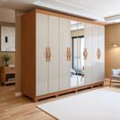 Guarda-roupa Casal 8 Portas 6 Gavetas com Espelho e Pés Mdf Serenata
