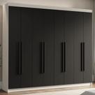 Guarda-Roupa Casal 8 Portas Batentes Branco/Preto/Preto Venus Madesa