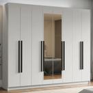 Guarda-Roupa Casal 8 Portas Batentes com Espelho Branco/Branco/Preto Venus Madesa Guarda-Roupa Casal 8 Portas Batentes com Espelho Branco/Branco/Preto Venus Madesa