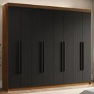 Guarda-Roupa Casal 8 Portas Batentes Rustic/Preto/Preto Venus Madesa