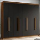 Guarda-Roupa Casal 8 Portas Batentes Rustic/Preto/Rustic Venus Madesa Guarda-Roupa Casal 8 Portas Batentes Rustic/Preto/Rustic Venus Madesa