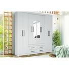 Guarda Roupa Casal 8 Portas e 4 Gavetas c/ Espelho e Pés Nápoles Branco - Santos Andirá Guarda Roupa Casal 8 Portas e 4 Gavetas c/ Espelho e Pés Nápoles Branco - Santos Andirá
