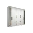 Guarda Roupa Casal 8 Portas e 6 Gavetas c/ Espelho e Pés Master 8.6 Branco - Santos Andirá