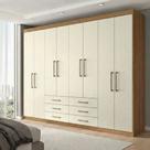 Guarda Roupa Casal 8 Portas e 6 Gavetas Master Bege/Jatobá/Areia Guarda Roupa Casal 8 Portas e 6 Gavetas Master Bege/Jatobá/Areia