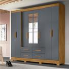 Guarda Roupa Casal 8 portas espelho 4 gavetas Freijó / Cinza San Lorenzo Plus - Moval Guarda Roupa Casal 8 portas espelho 4 gavetas Freijó / Cinza San Lorenzo Plus - Moval