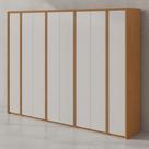 Guarda-Roupa Casal 8 Portas Logan 6 Gavetas 100% MDF Amêndoa Clean com Off White 2,70 m Calceiro Cabideiro