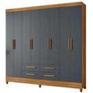 Guarda Roupa Casal 8P 204 cm Florida Freijo Cinza Moval