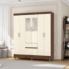 Guarda Roupa Casal Abruzzo 6 Portas de Bater 2 com Espelhos 2 Gavetas Nogueira/OffWhite G98 - Gran Belo
