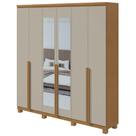 Guarda-Roupa Casal Alonzo 6 Portas 4 Gavetas Com Espelho Amêndoa Clean/Off White