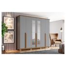 Guarda Roupa Casal Ambiente Andréas 6 Portas Cinza Nature com Espelho - Henn