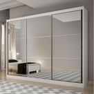 Guarda Roupa Casal Ambiente Atlanta 3 Portas 4 Gavetas Neve com Espelho Novo Horizonte