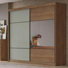 Guarda Roupa Casal Ambiente Belmonte 2 Portas 4 Gavetas Cumaru 25 Fendi com Espelho Novo Horizonte