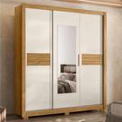 Guarda Roupa Casal Ambiente Canadá 3 Portas Freijó Off White Com Espelho - Moval