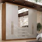 Guarda Roupa Casal Ambiente Giardino 6 Portas Amêndola Nude Prime Tx Com Espelho - Demóbile