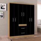 Guarda Roupa Casal Ambiente Milão 6 Portas Damasco Preto Poquema