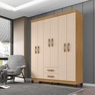 Guarda Roupa Casal Ambiente Mogi 6 Portas Carvalho Americano Off White - Incorplac