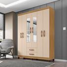 Guarda Roupa Casal Ambiente Mogi Com Espelho 6 Portas Carvalho Americano Off White - Incorplac