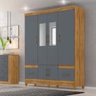 Guarda Roupa Casal Ambiente Ms912 6 Portas Freijó Cinza Com Espelho - Moval