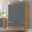 Guarda Roupa Casal Ambiente Ms912 6 Portas Freijó Cinza - Moval