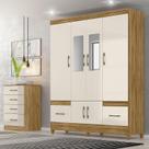 Guarda Roupa Casal Ambiente MS912 com espelho e Cômoda MS913 Freijó Off White Moval Guarda Roupa Casal Ambiente MS912 com espelho e Cômoda MS913 Freijó Off White Moval