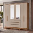 Guarda Roupa Casal Ambiente San Francisco 6 Portas Carvalho Fendi Com Espelho - Moval Guarda Roupa Casal Ambiente San Francisco 6 Portas Carvalho Fendi Com Espelho - Moval